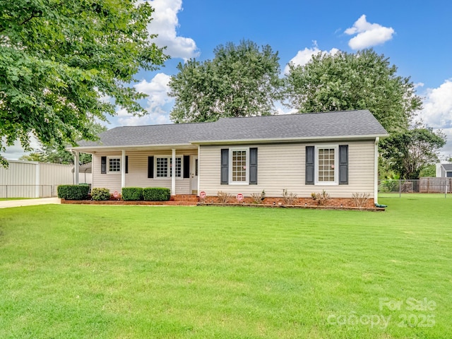 ranch-style house with a front yard