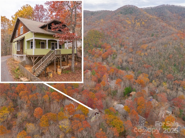 exterior space with a forest view