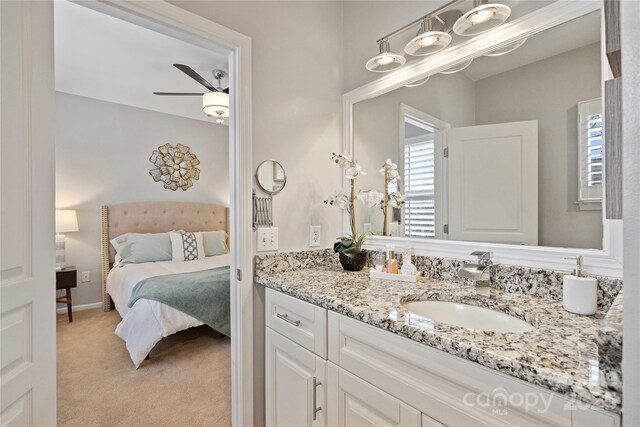 bathroom with vanity and ceiling fan