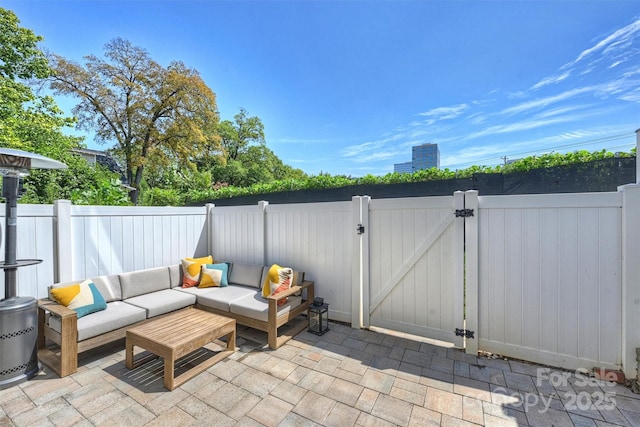 view of patio with an outdoor living space