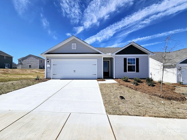 single story home with a garage