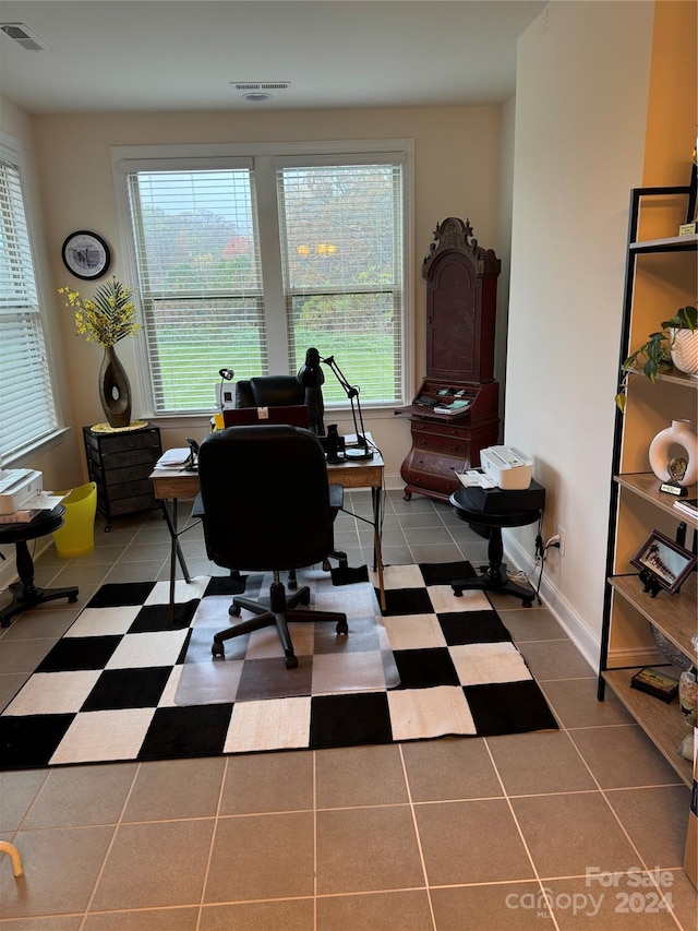 tiled office space with plenty of natural light