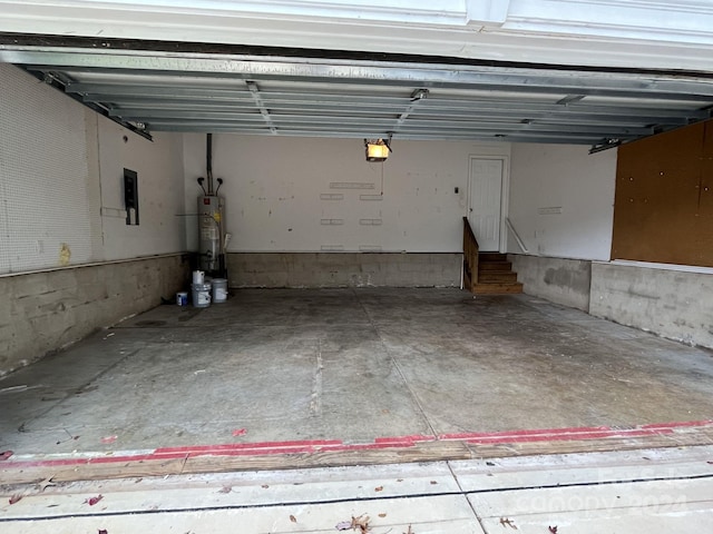 garage featuring gas water heater