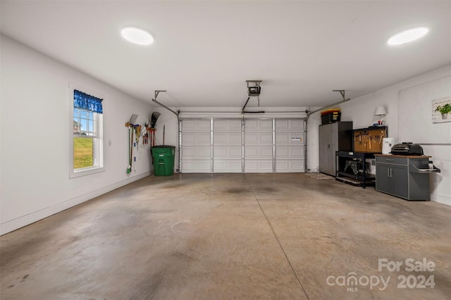 garage with a garage door opener