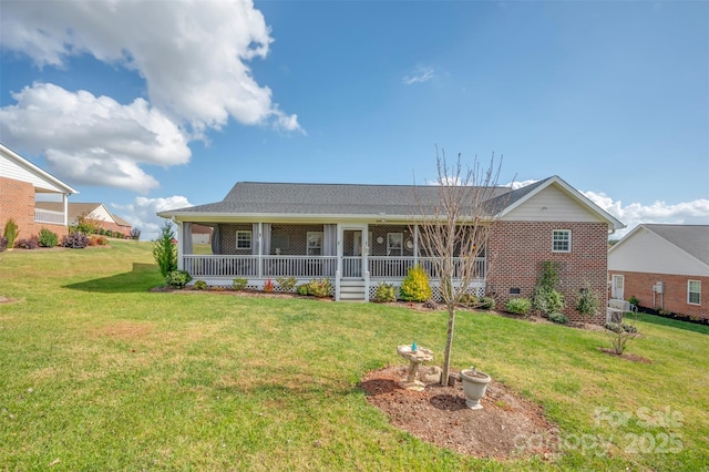 128 Augusta Dr, Spindale, NC 28160 - back of house with a porch, brick siding, and a yard