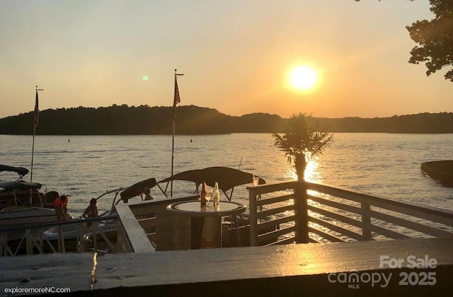 dock area featuring a water view