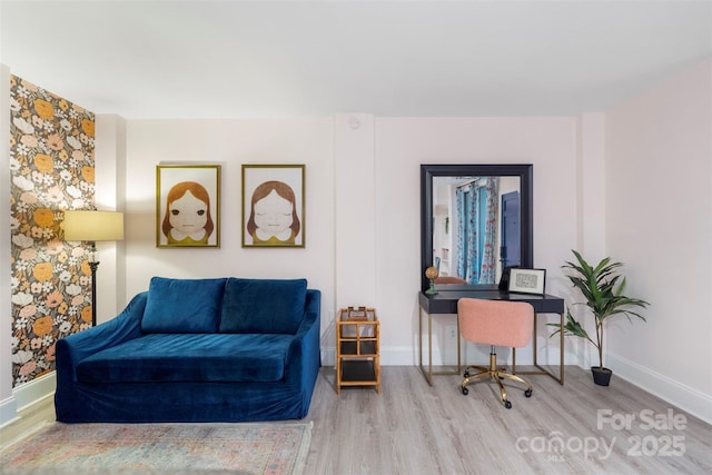 living area featuring wood-type flooring