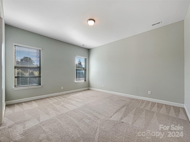 spare room featuring light carpet and plenty of natural light