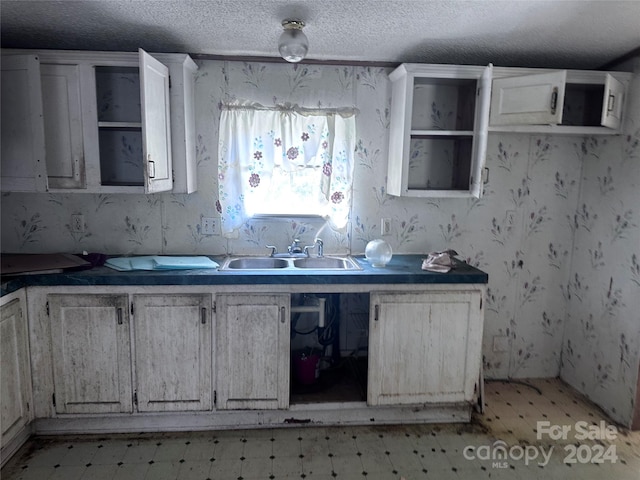 kitchen with sink and a textured ceiling