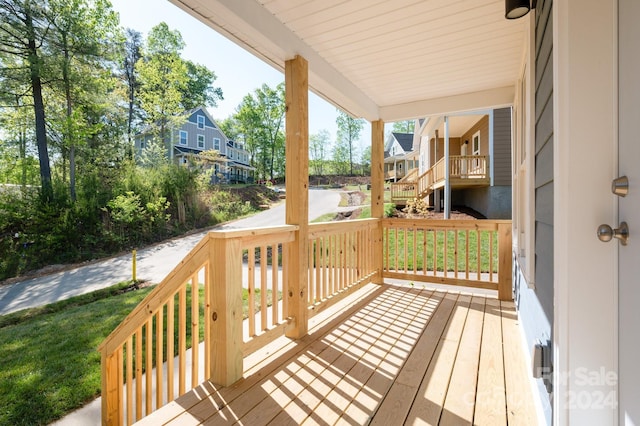 wooden deck with covered porch