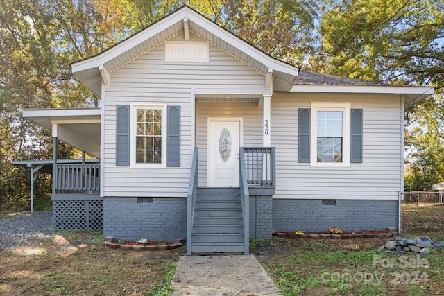 view of bungalow