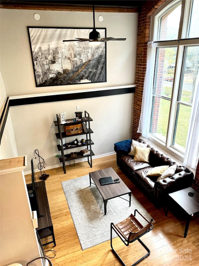 living room with a healthy amount of sunlight and light wood-type flooring