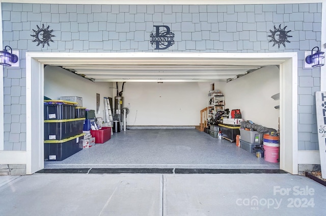 garage with gas water heater