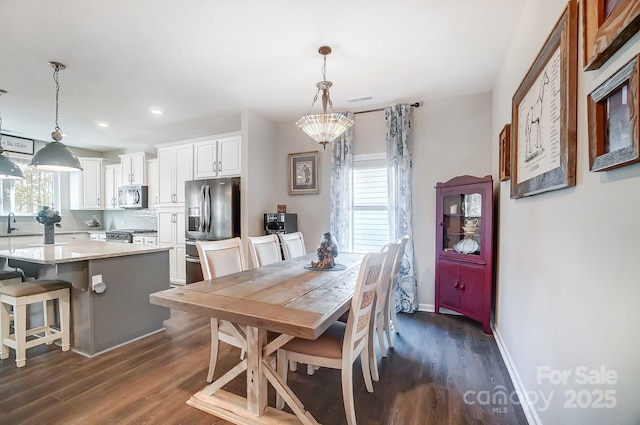 25622 Seagull Dr Unit 645, Lancaster, SC 29720 - dining room with dark wood finished floors, recessed lighting, and baseboards