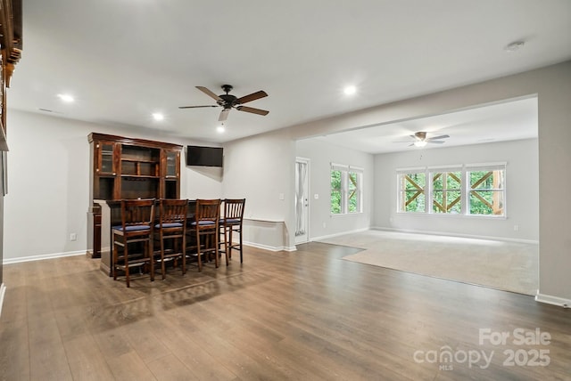 25622 Seagull Dr Unit 645, Lancaster, SC 29720 - dining space featuring a ceiling fan, wood finished floors, recessed lighting, and baseboards