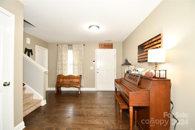 foyer entrance featuring dark hardwood / wood-style flooring