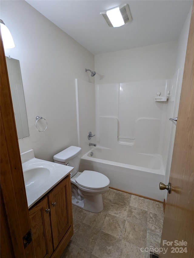 full bathroom with vanity, toilet, and shower / bath combination