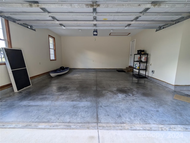 garage with a garage door opener