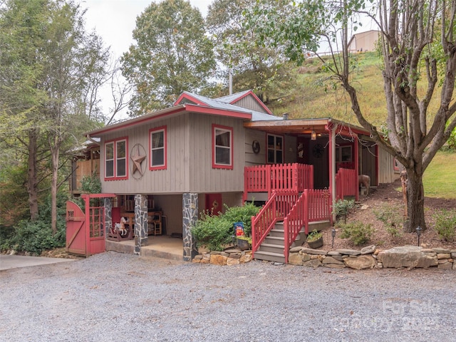 chalet / cabin with stairs