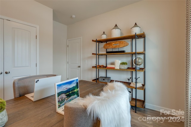 interior space with hardwood / wood-style flooring