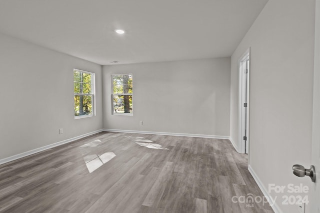 spare room with wood-type flooring