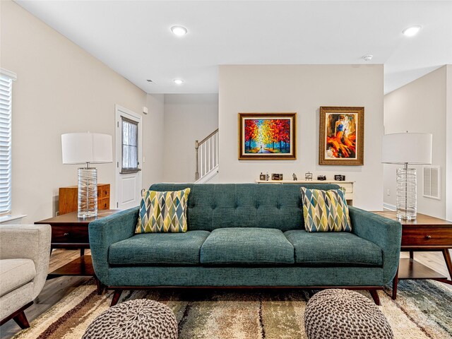 living room featuring wood-type flooring