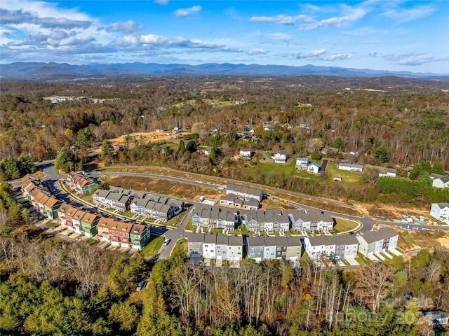 drone / aerial view featuring a mountain view