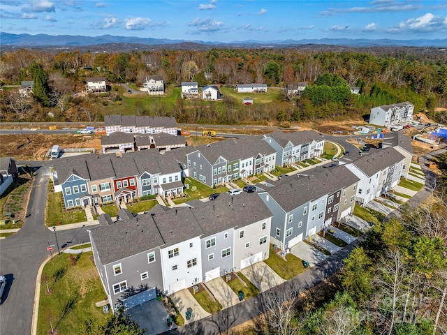 drone / aerial view with a mountain view