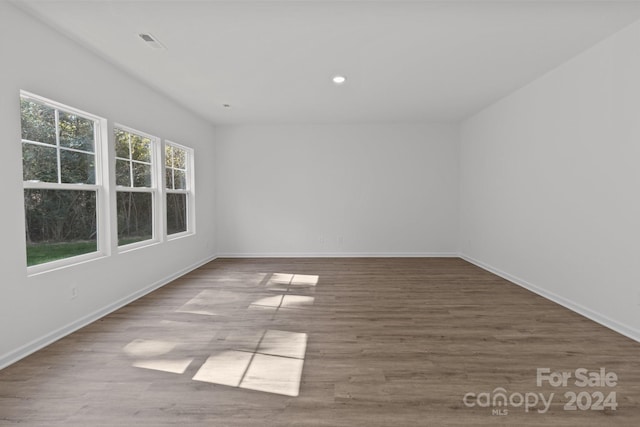 spare room featuring wood-type flooring