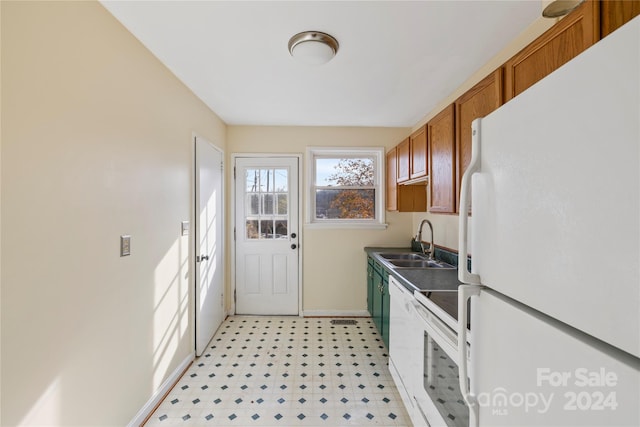 kitchen featuring sink and white appliances