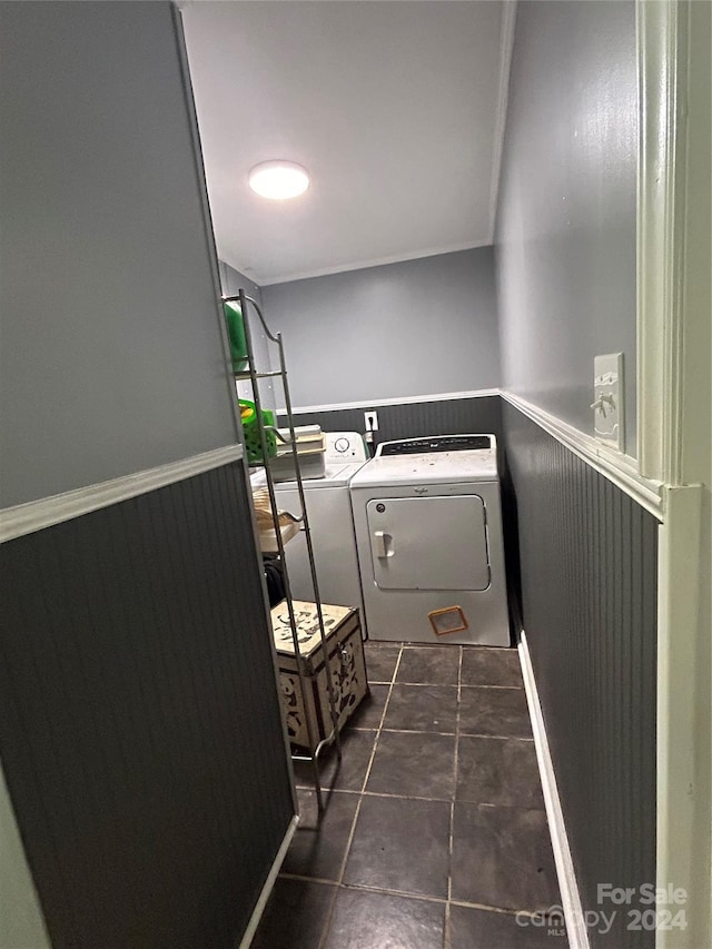 bathroom with tile patterned flooring and separate washer and dryer