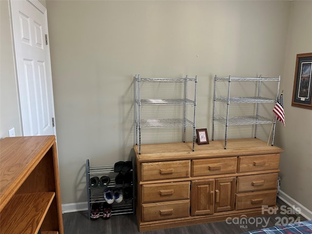 office space featuring dark hardwood / wood-style flooring