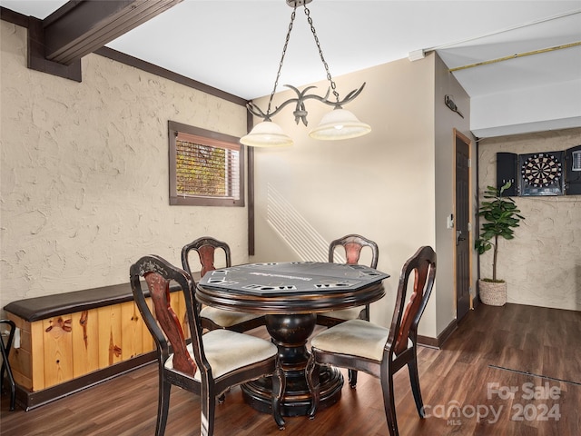 dining area with dark wood-type flooring