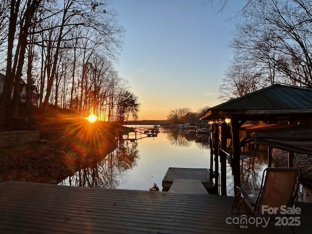 view of dock featuring a water view