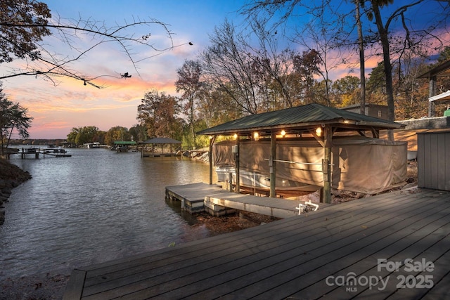 view of dock featuring a water view