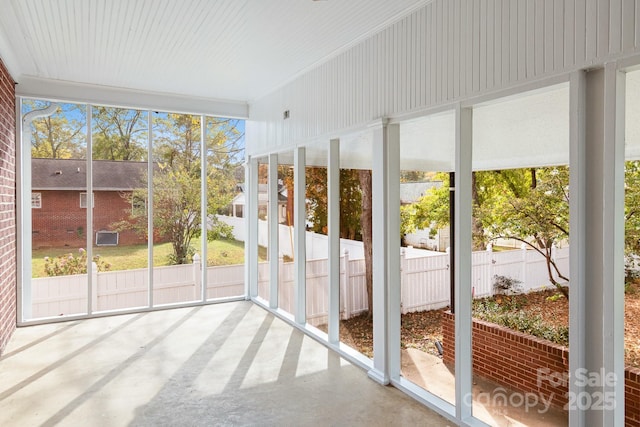 view of unfurnished sunroom