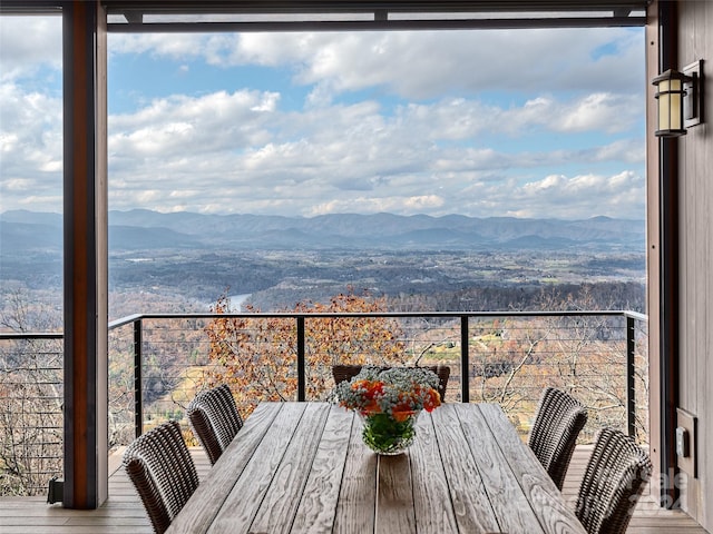 balcony with a mountain view