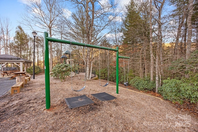 view of play area with a gazebo