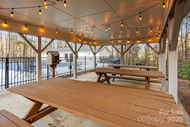 wooden deck featuring a patio area