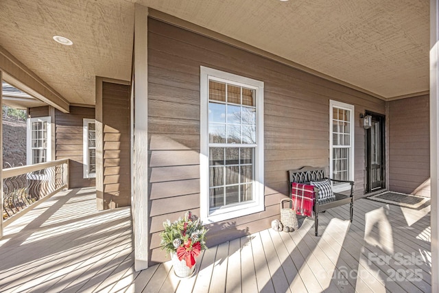 deck featuring a porch