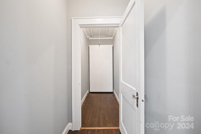 hall featuring dark wood-type flooring