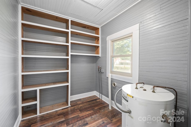 bathroom featuring wood walls and wood-type flooring