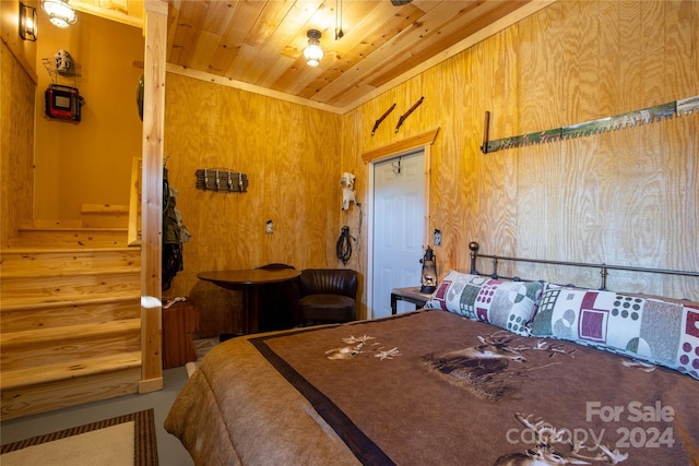 bedroom featuring wood ceiling