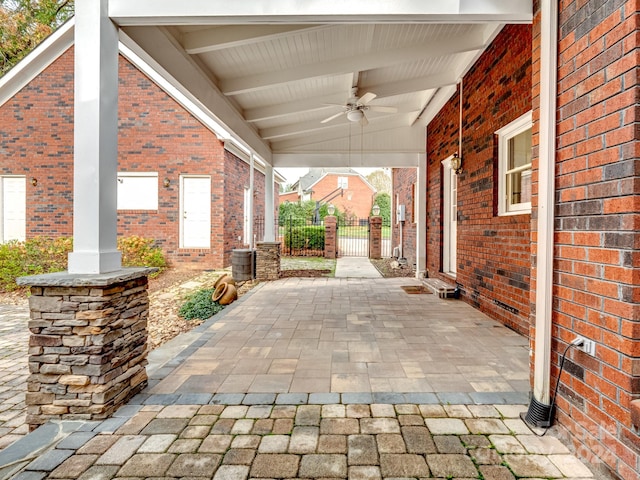 view of patio with ceiling fan