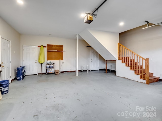 garage with a garage door opener