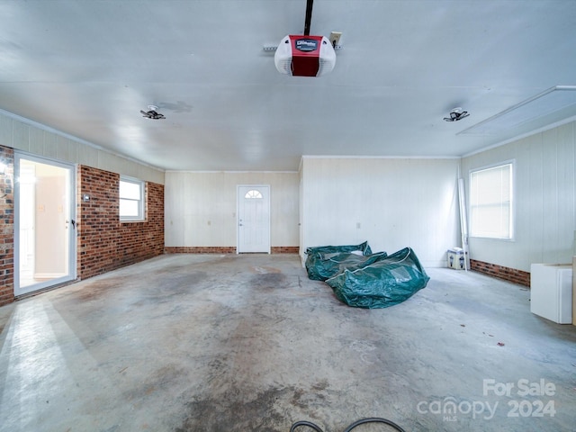 garage with a garage door opener