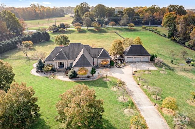 bird's eye view with a rural view