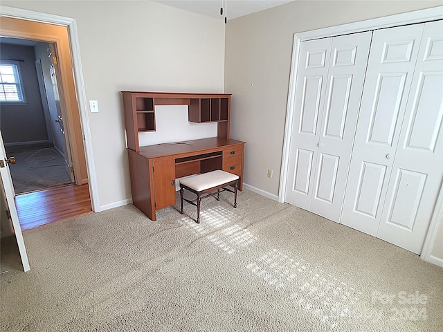 home office featuring light hardwood / wood-style flooring