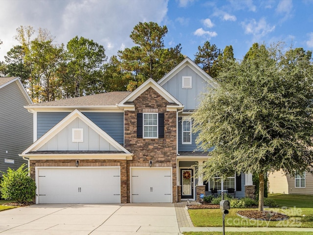 craftsman-style house with a garage