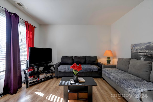 living room with light wood-type flooring